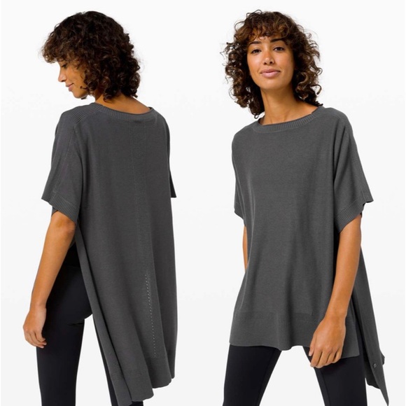 Lululemon Be At Ease Poncho Graphite Grey Knit Cashmere Blend Sweater One Size - Picture 1 of 15